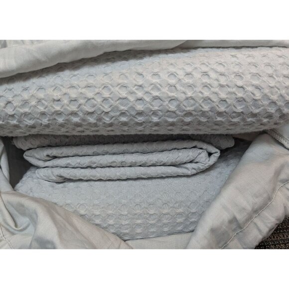 Quince- 100% Organic Luxe Waffle Duvet Cover 3PC Set Light Grey Size King -NEW- - Picture 3 of 7